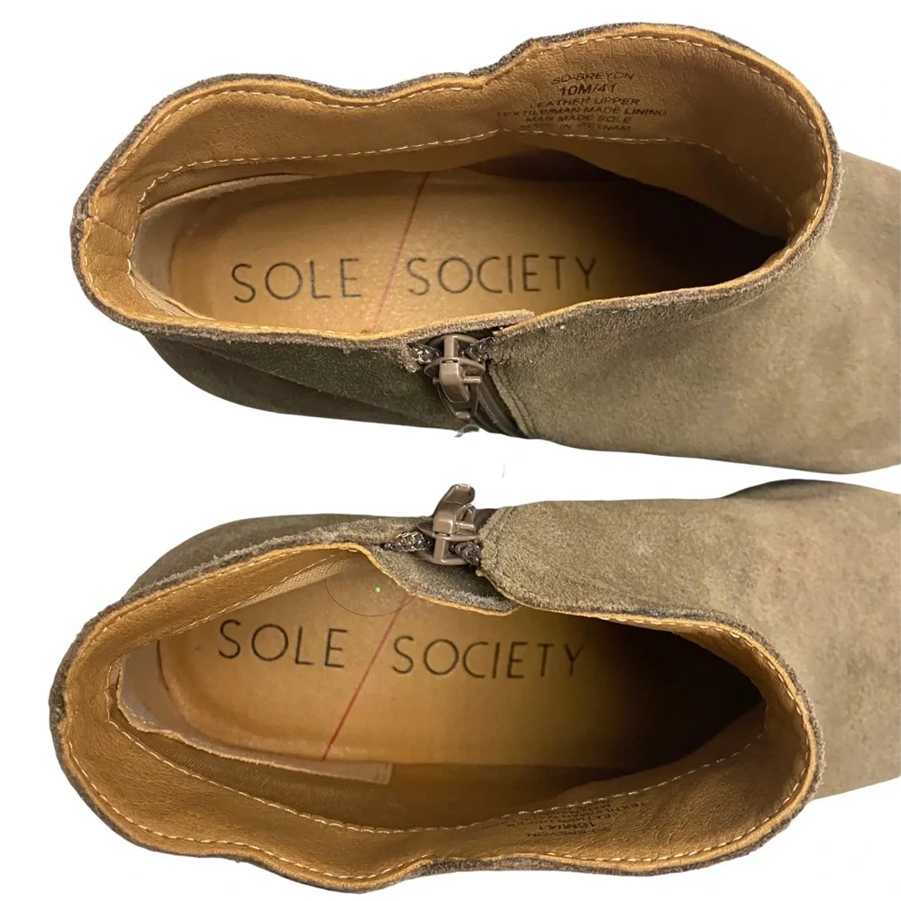 NEW Sole Society Breyon Genuine Suede Taupe Boots - Picture 5 of 9
